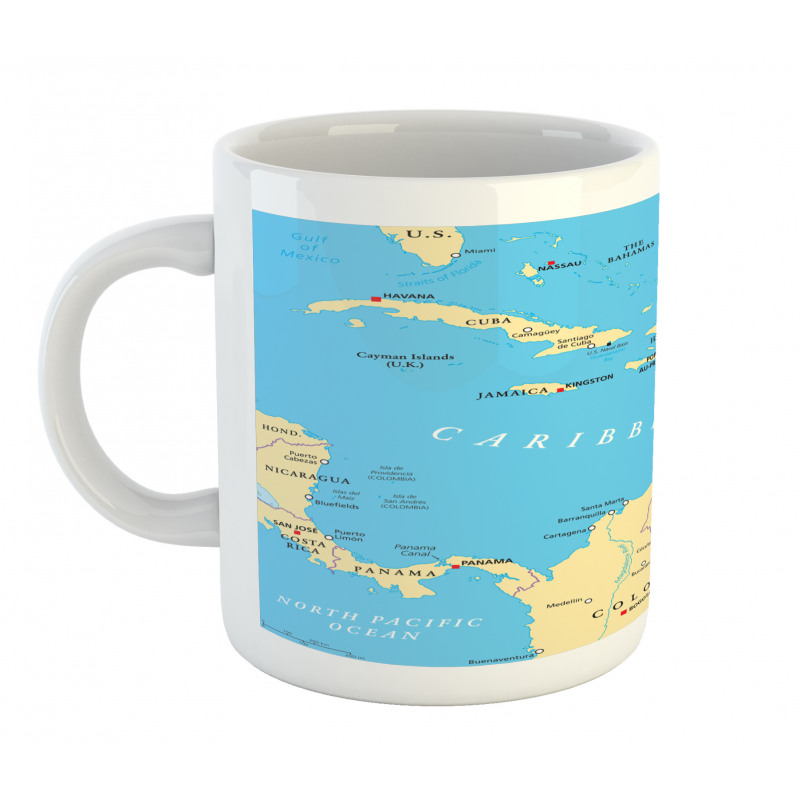 Caribbean Capitals Map Mug