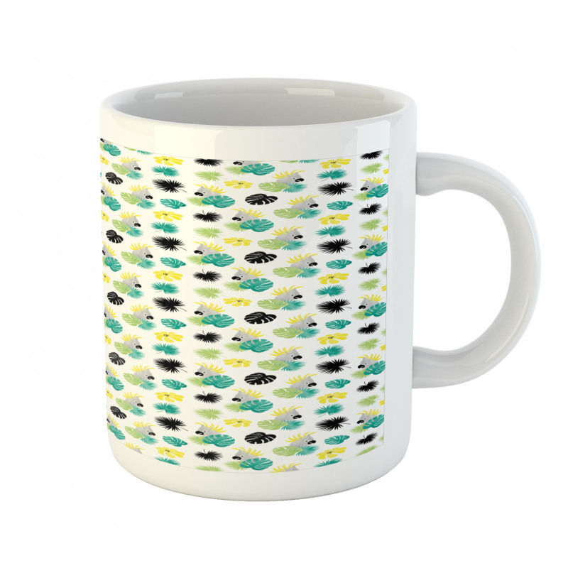 Monstera Leaves Parrots Mug