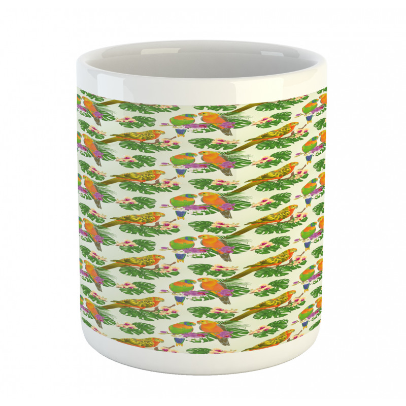 Vivid Floral Parrots Mug