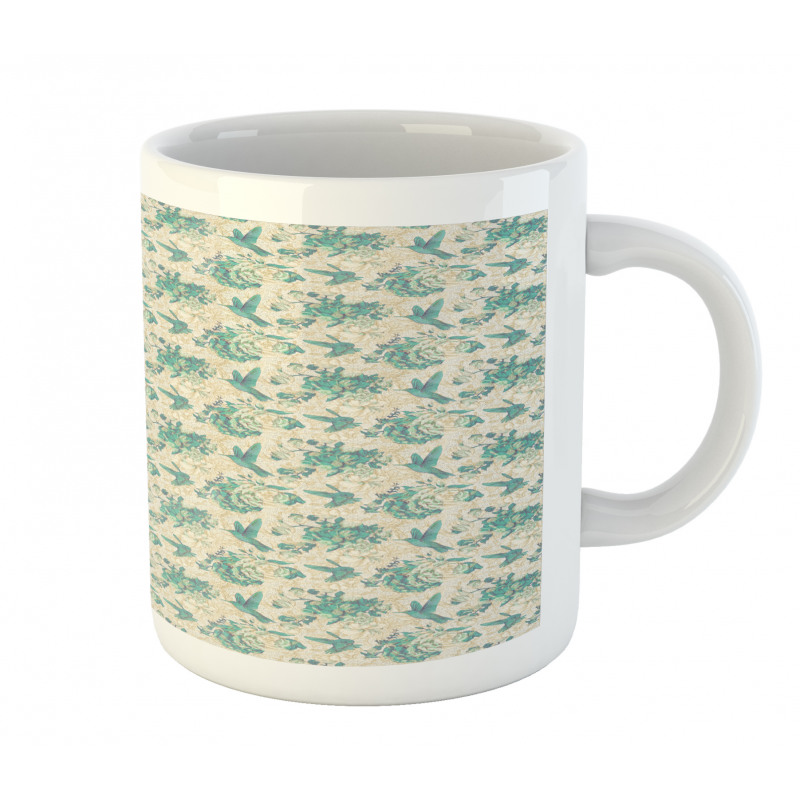 Grunge Bird and Leaves Mug