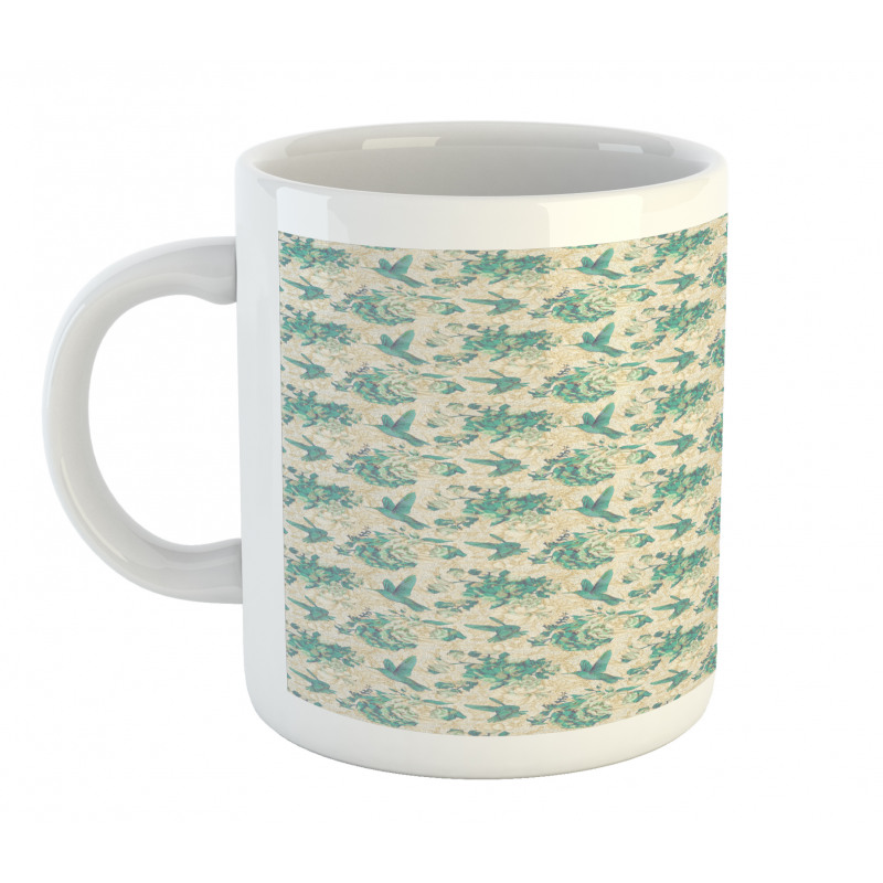 Grunge Bird and Leaves Mug