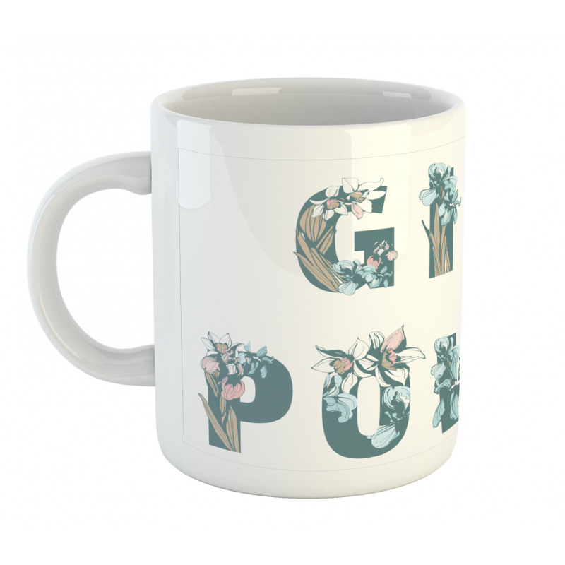 Girl Power Floral Art Mug