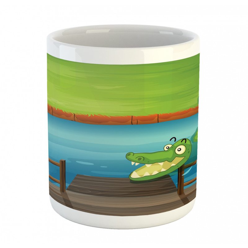 Cartoon Style River Scene Mug