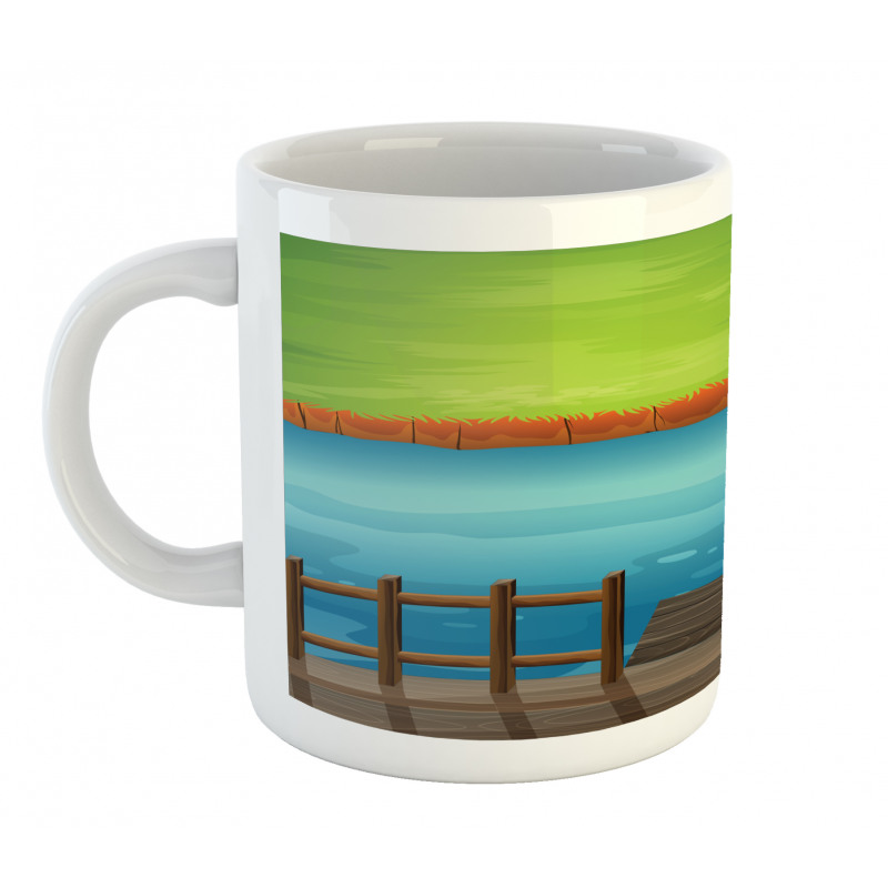 Cartoon Style River Scene Mug