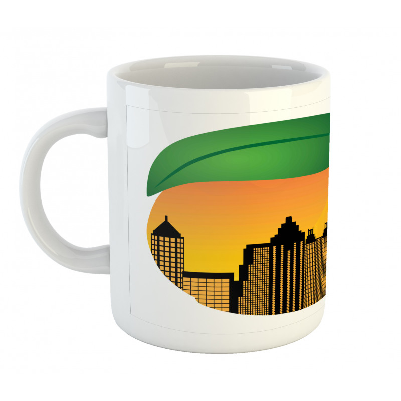 City Skyline in a Peach Mug