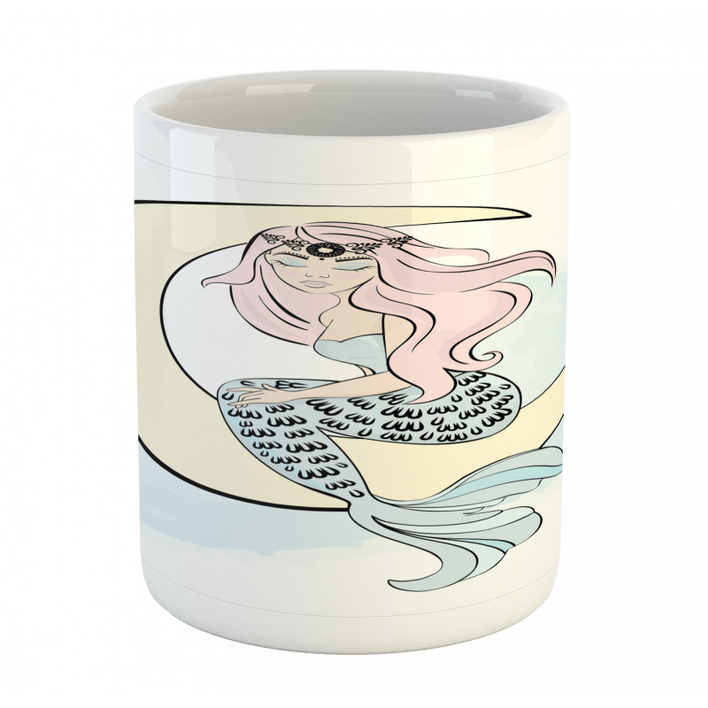 Mermaid Girl on Crescent Mug