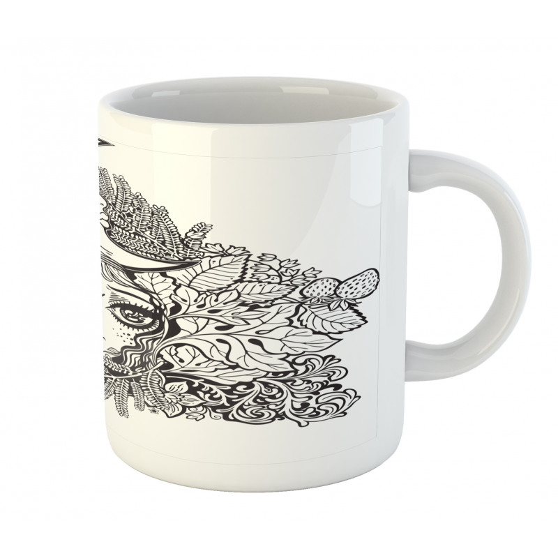 Girl Crescent Sketch Art Mug