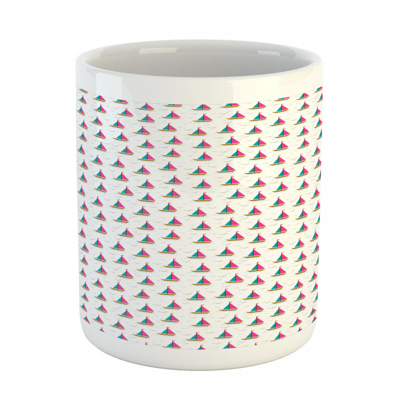 Colorful Boats Seagulls Mug