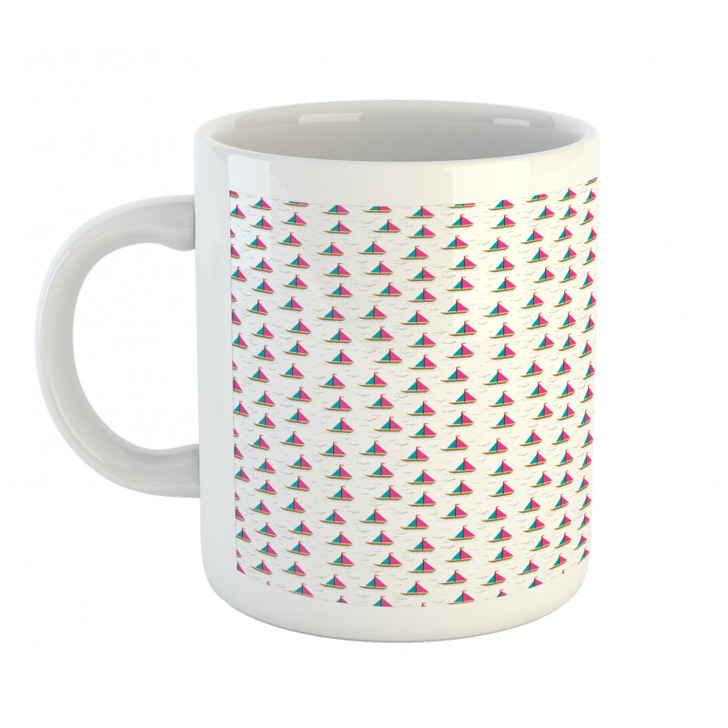 Colorful Boats Seagulls Mug