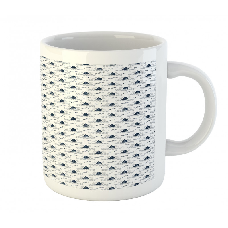 Waves Seagulls Sailboat Mug