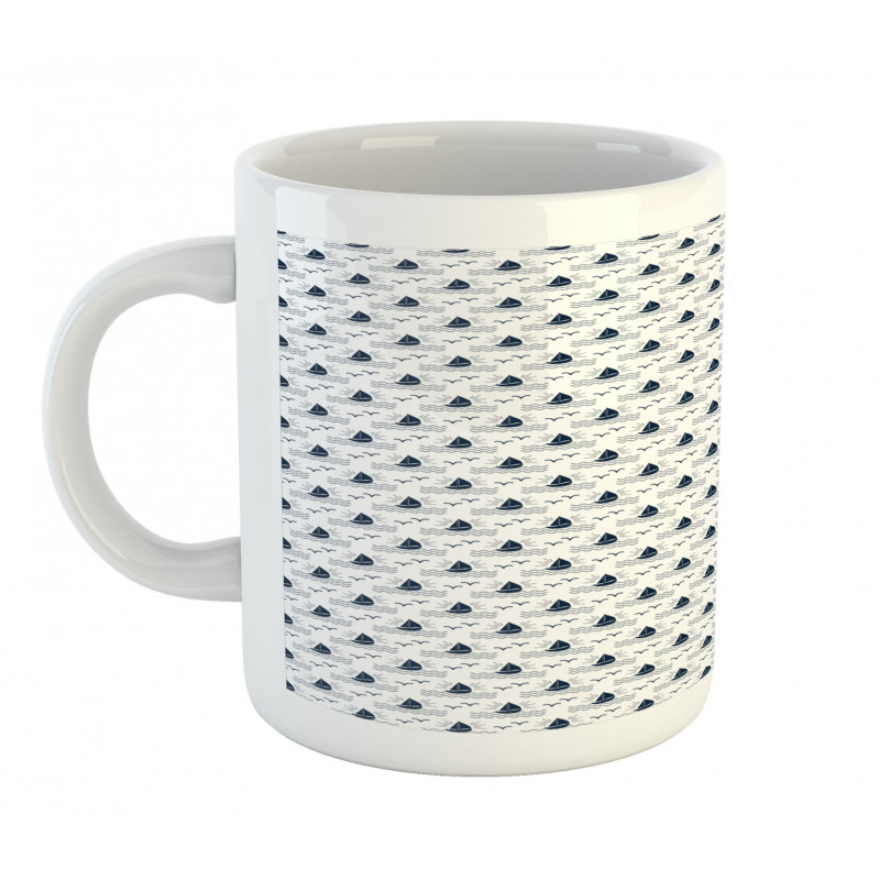 Waves Seagulls Sailboat Mug