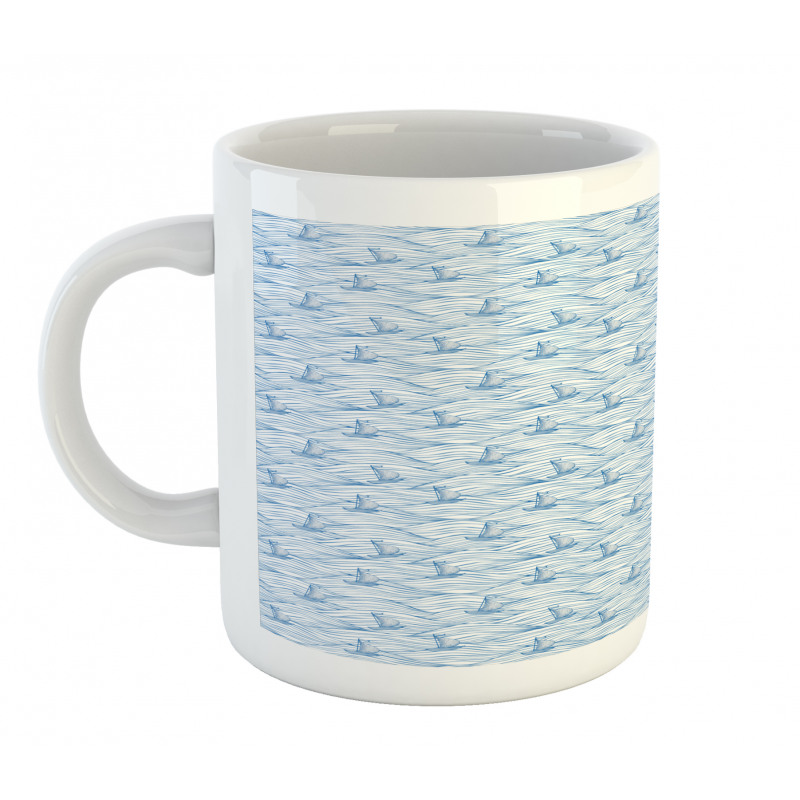 Sea Waves Sailboat Sketch Mug