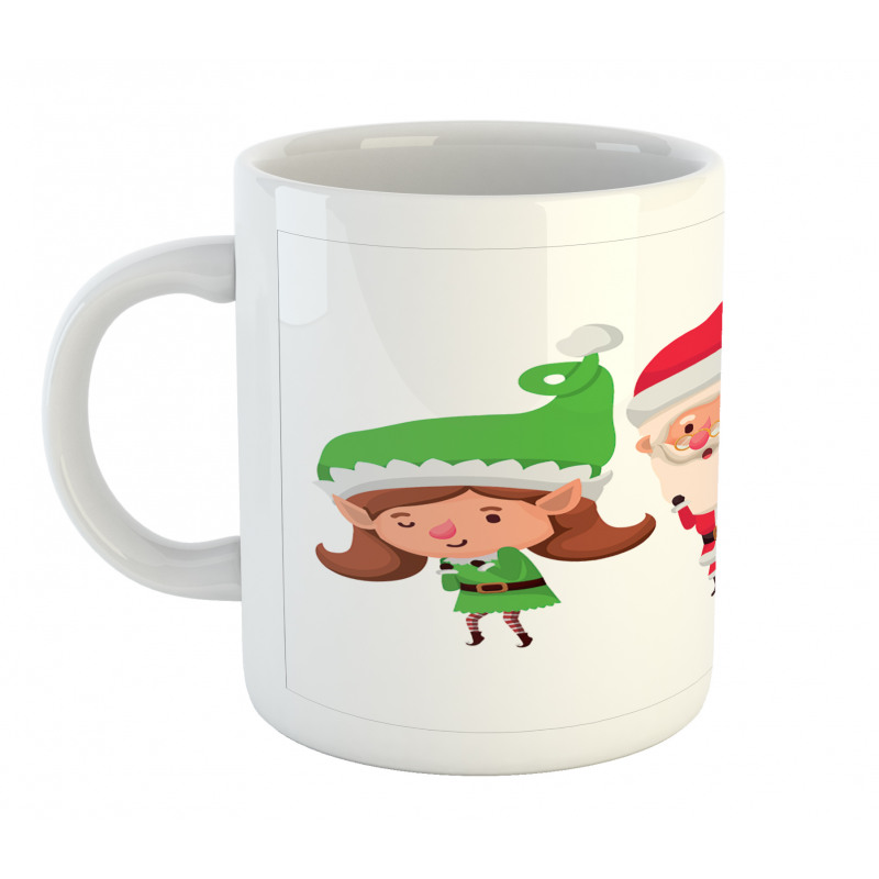 Young Girl and Boy Santa Claus Mug