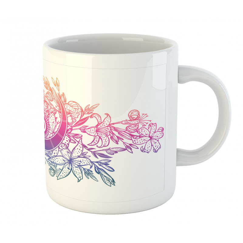 Lily Flowers and Crescent Mug