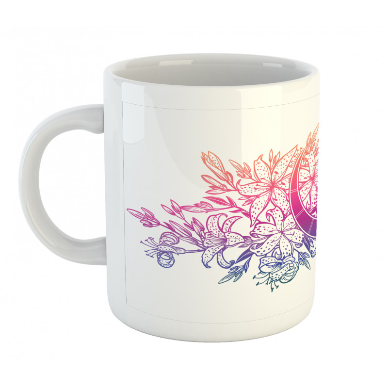 Lily Flowers and Crescent Mug