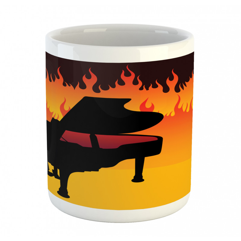 Pianist Man Playing on Flames Mug