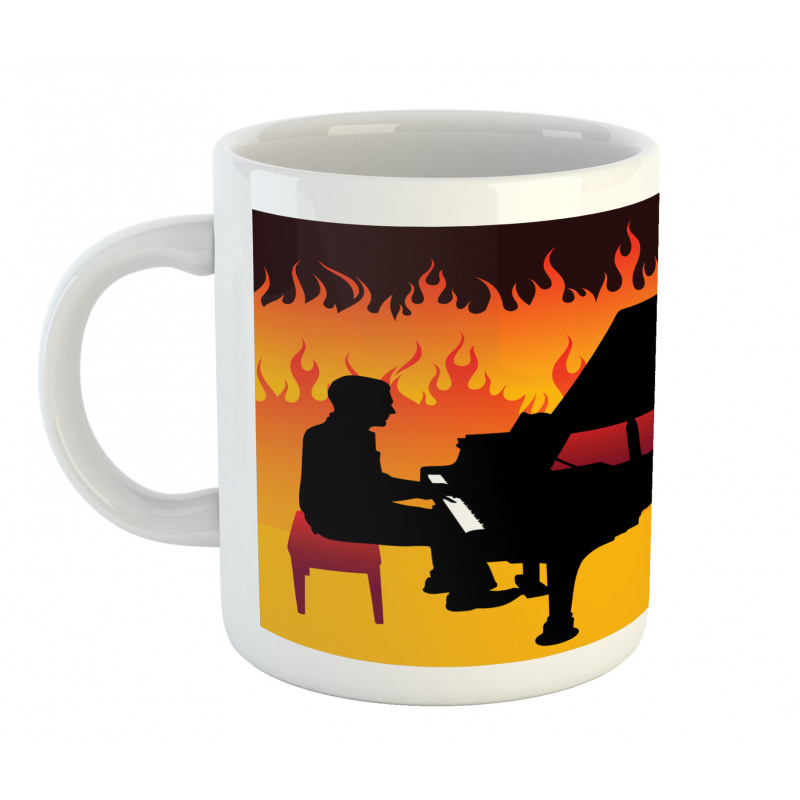 Pianist Man Playing on Flames Mug