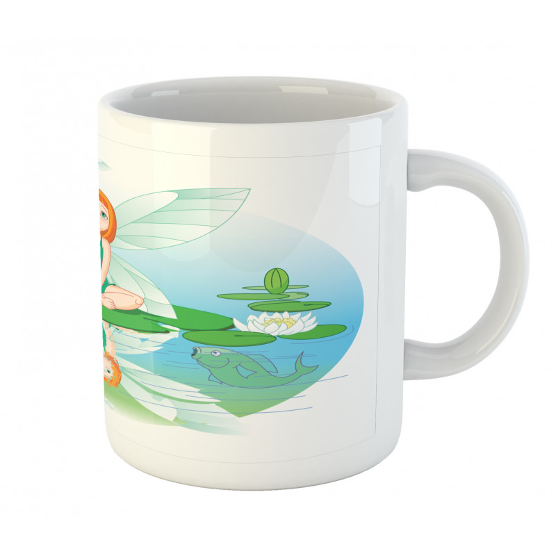 Fairy on Water Lily Leaf Mug