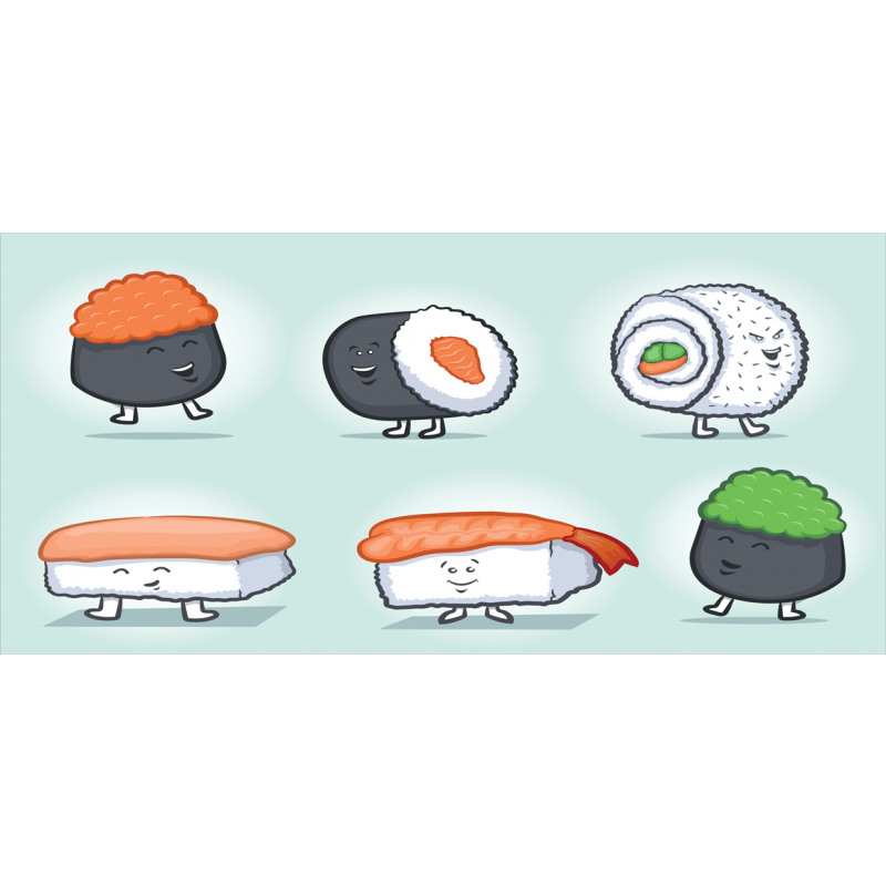 Funny Happy Sushi Characters Mug