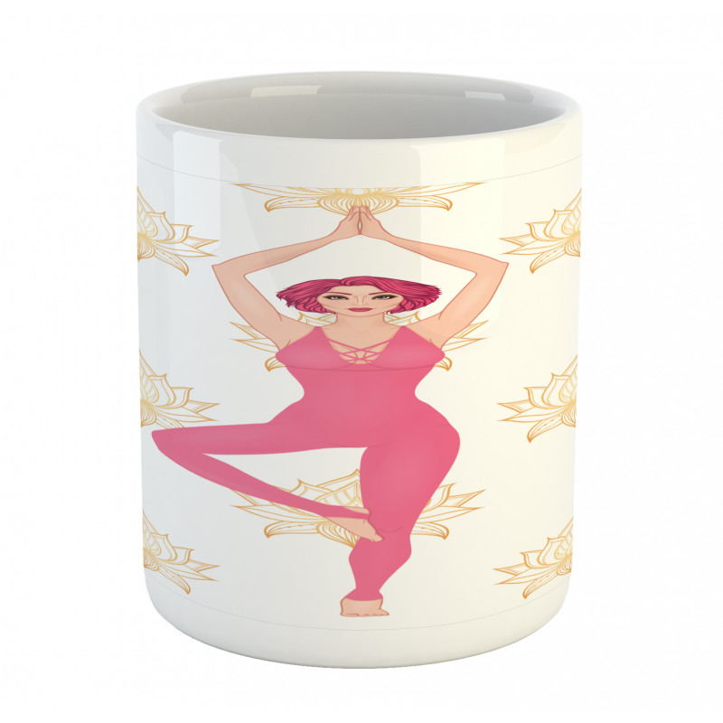 Woman Doing Yoga Lotus Petal Mug