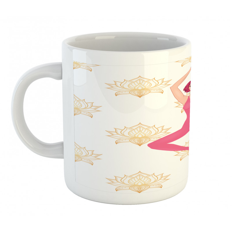 Woman Doing Yoga Lotus Petal Mug