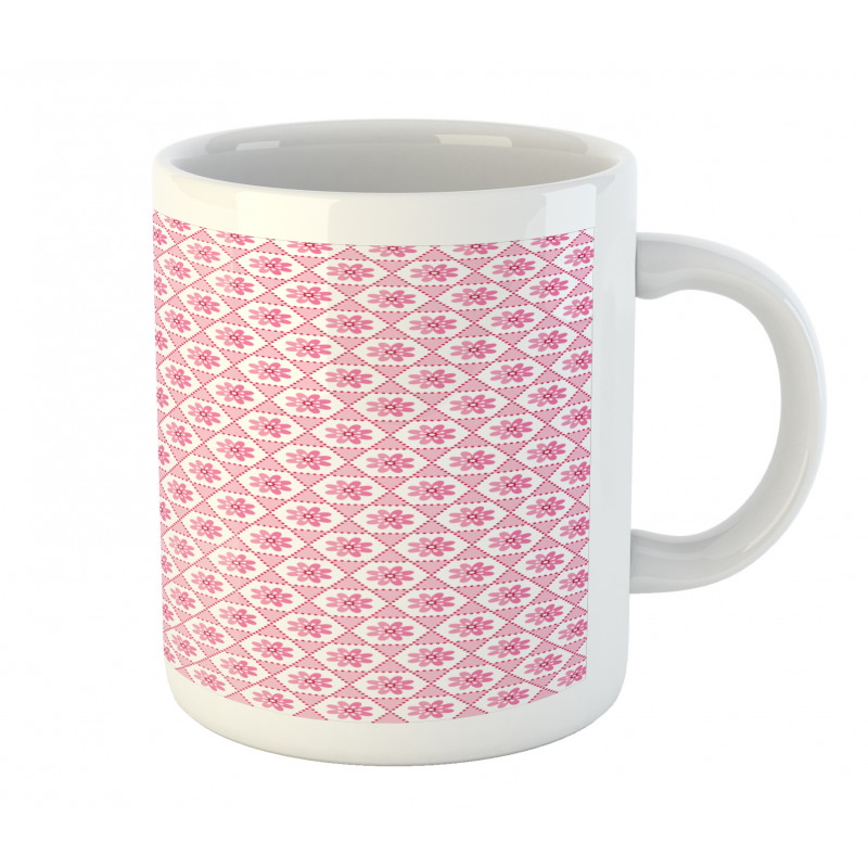 Pinkish Flowers in Hexagons Mug