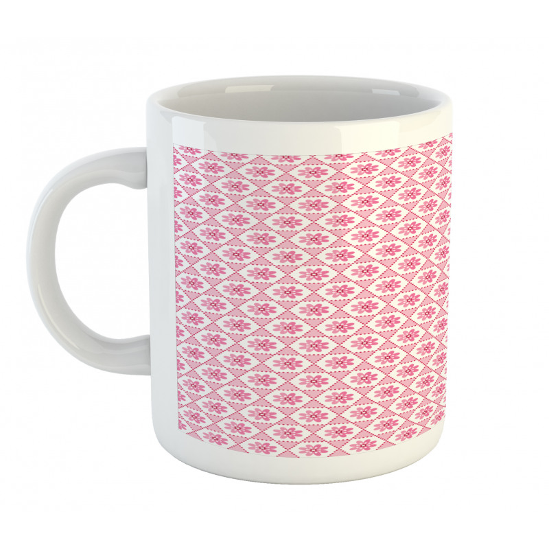 Pinkish Flowers in Hexagons Mug