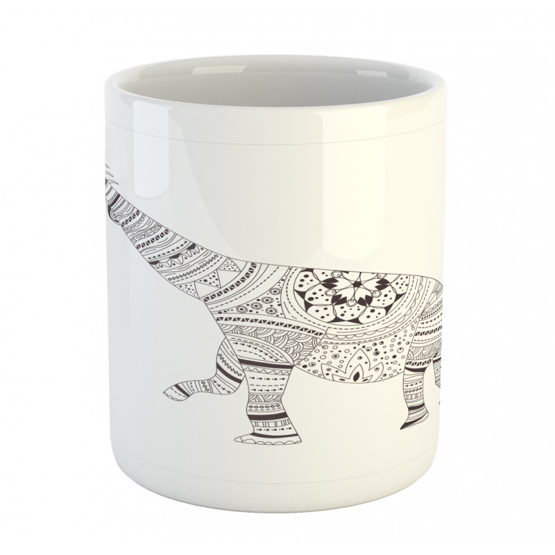 Monochrome Zentangle Dinosaur Mug