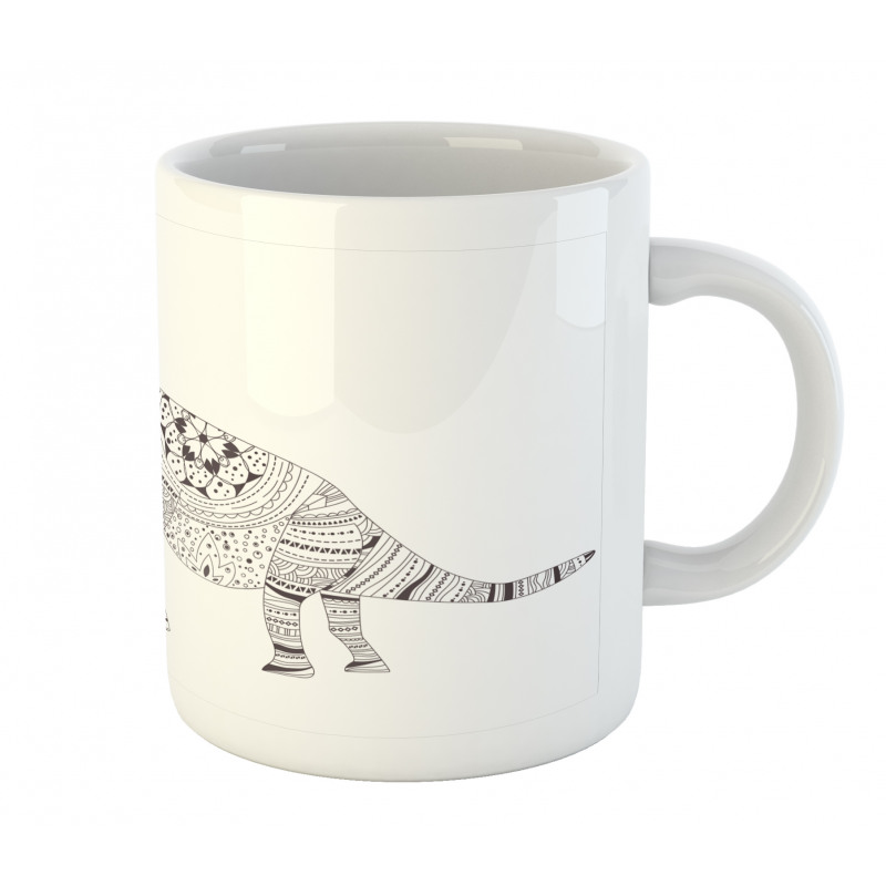 Monochrome Zentangle Dinosaur Mug