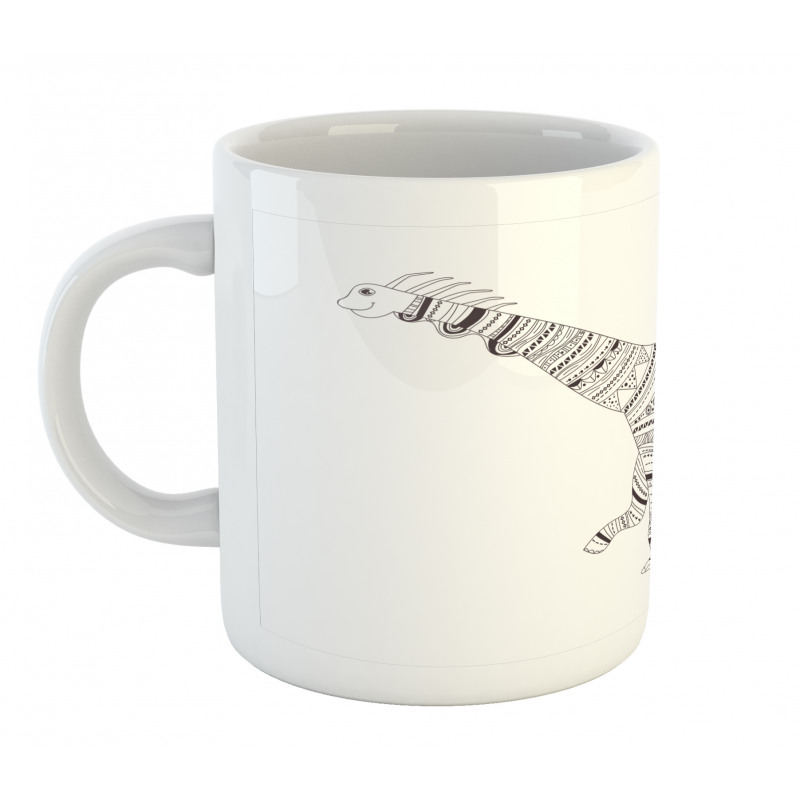 Monochrome Zentangle Dinosaur Mug