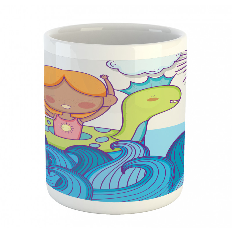 Swimming Wheel Girl Waves Sun Mug