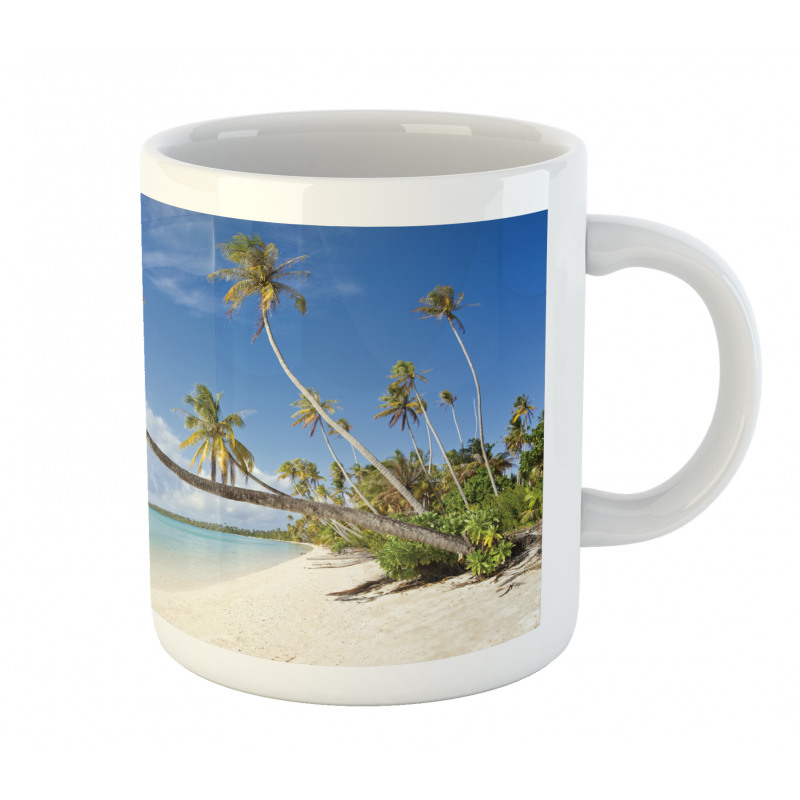 Tropical Beach and Palm Leaves Mug