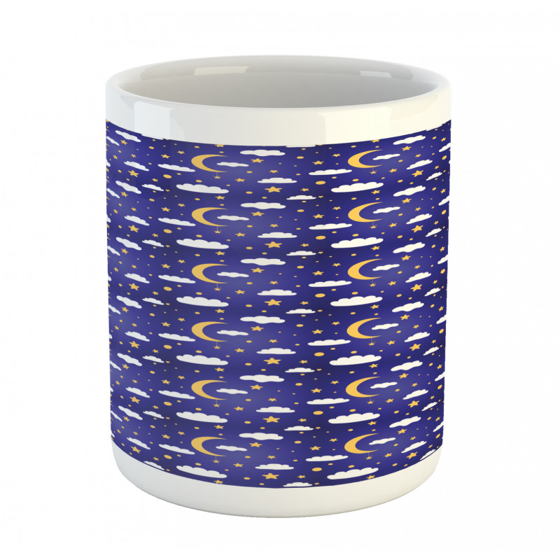 Moon Stars Dots and Clouds Art Mug