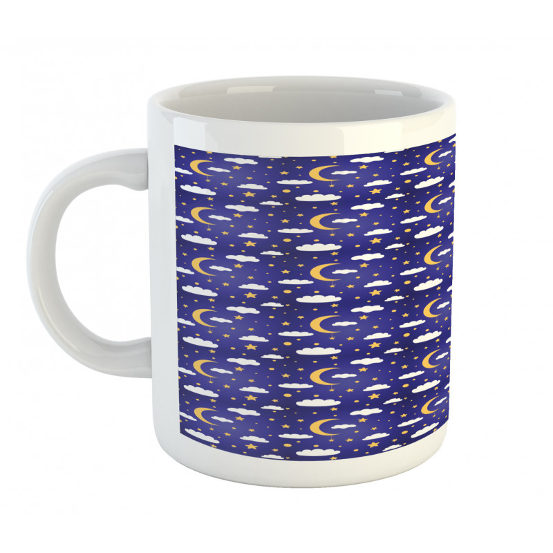 Moon Stars Dots and Clouds Art Mug