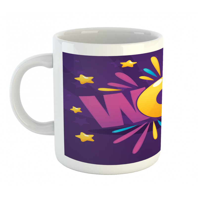 Fun Art Wow Lettering Stars Mug