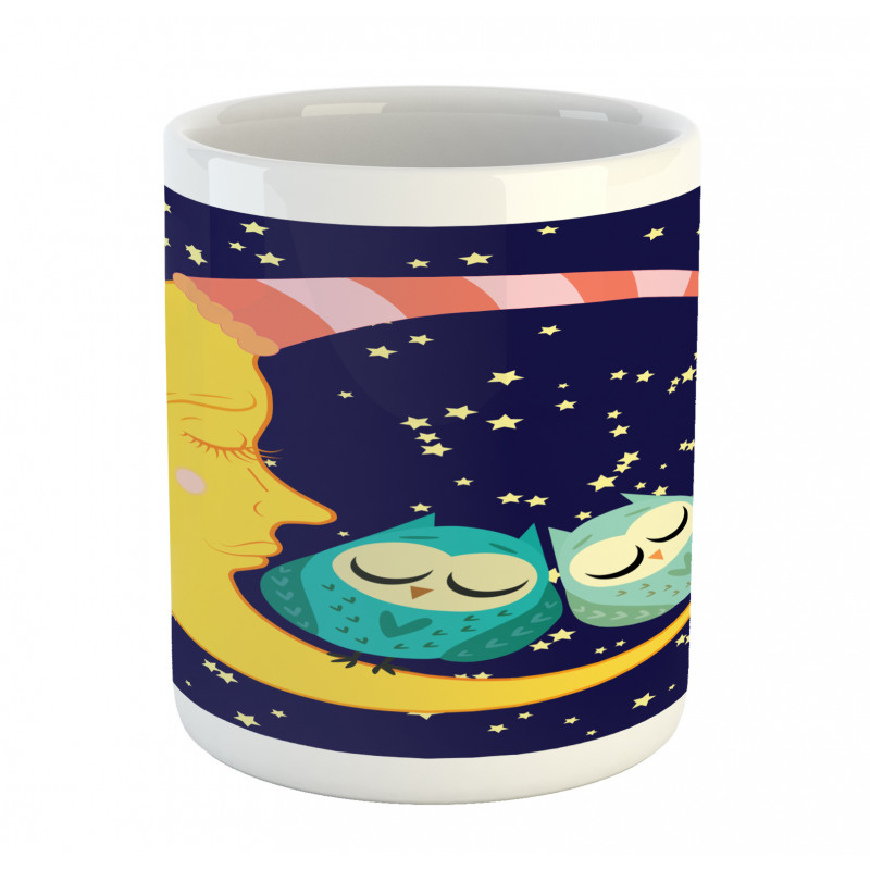 Sleeping Owl Couple Crescent Mug