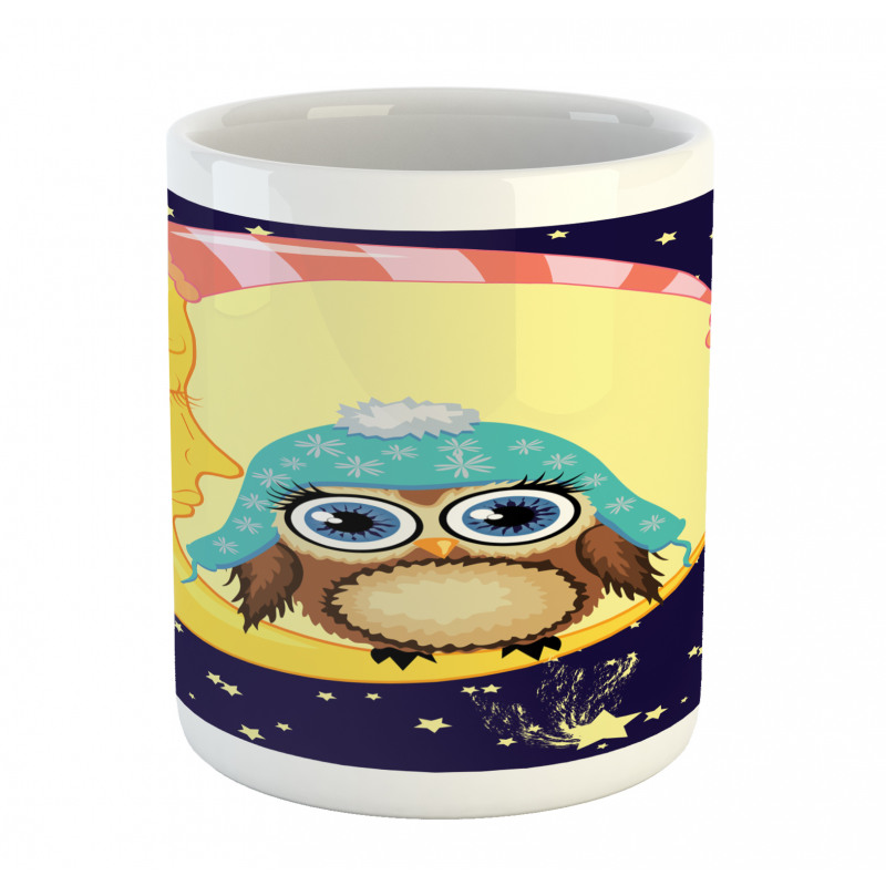 Owl and Moon with Hats Mug