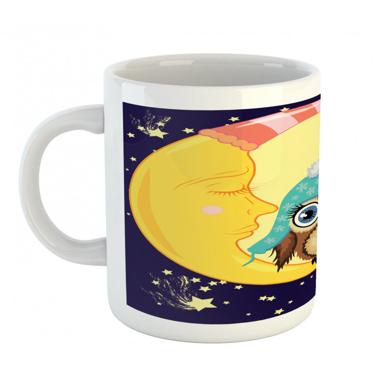 Owl and Moon with Hats Mug