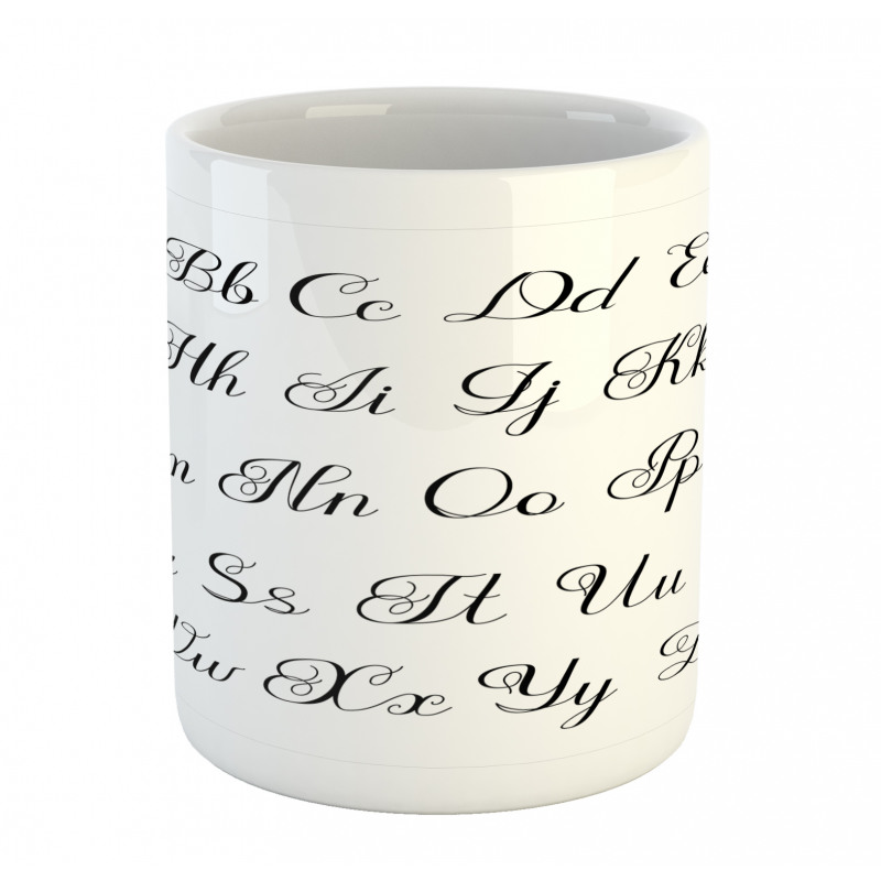 Monochrome Cursive ABC Mug