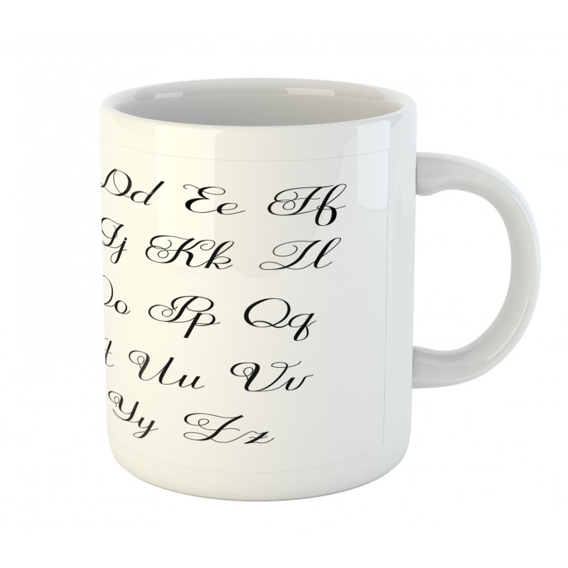 Monochrome Cursive ABC Mug