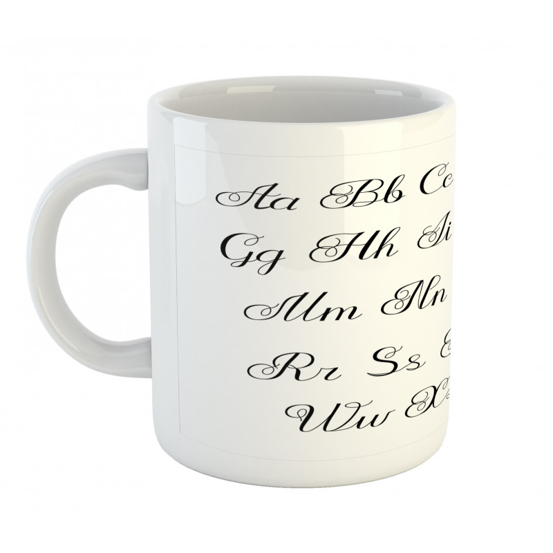 Monochrome Cursive ABC Mug