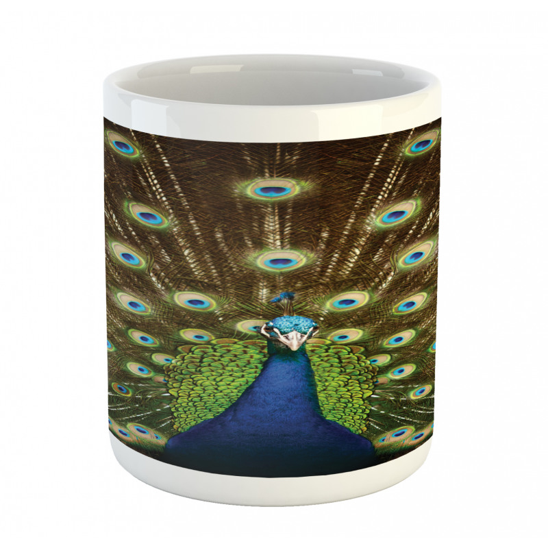 Peacock with Feathers Mug