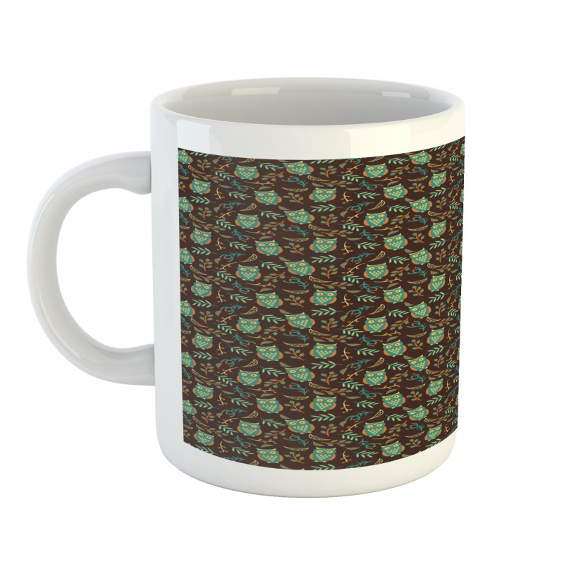 Night Birds Berries Art Mug