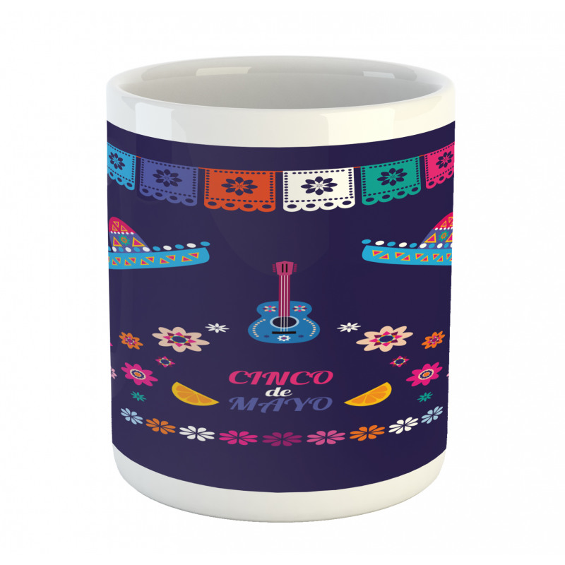 Guitar Hat Flowers Mug