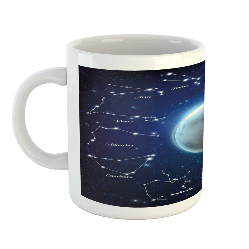 Zodiac Signs Around Moon Mug