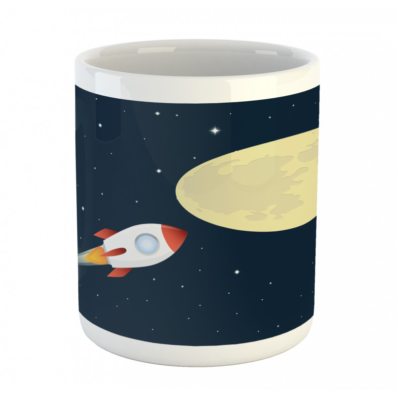 Flying Rocket and Moon Mug