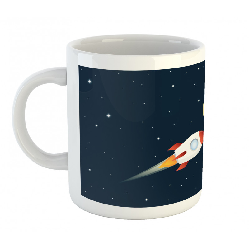 Flying Rocket and Moon Mug