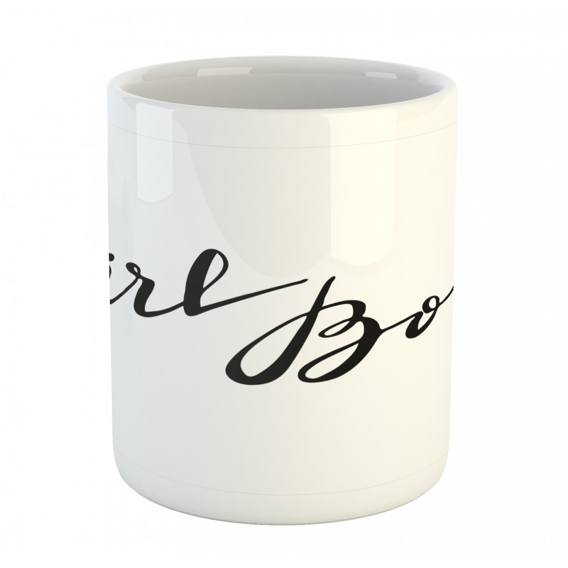 Monochrome Feminine Text Mug