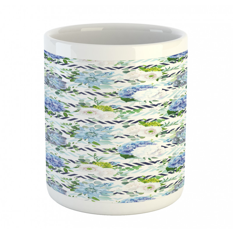 Fresh Flowers on Stripes Mug