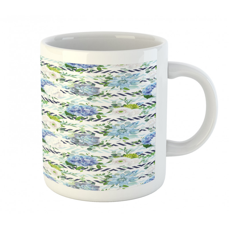 Fresh Flowers on Stripes Mug